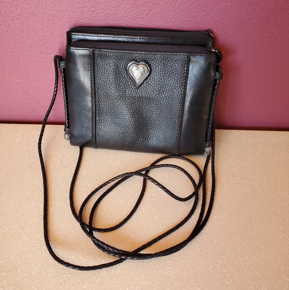 Black leather Brighton crossbody